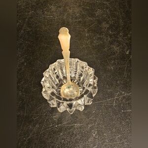 Unique Vintage Clear Glass Art with Silver Spoon